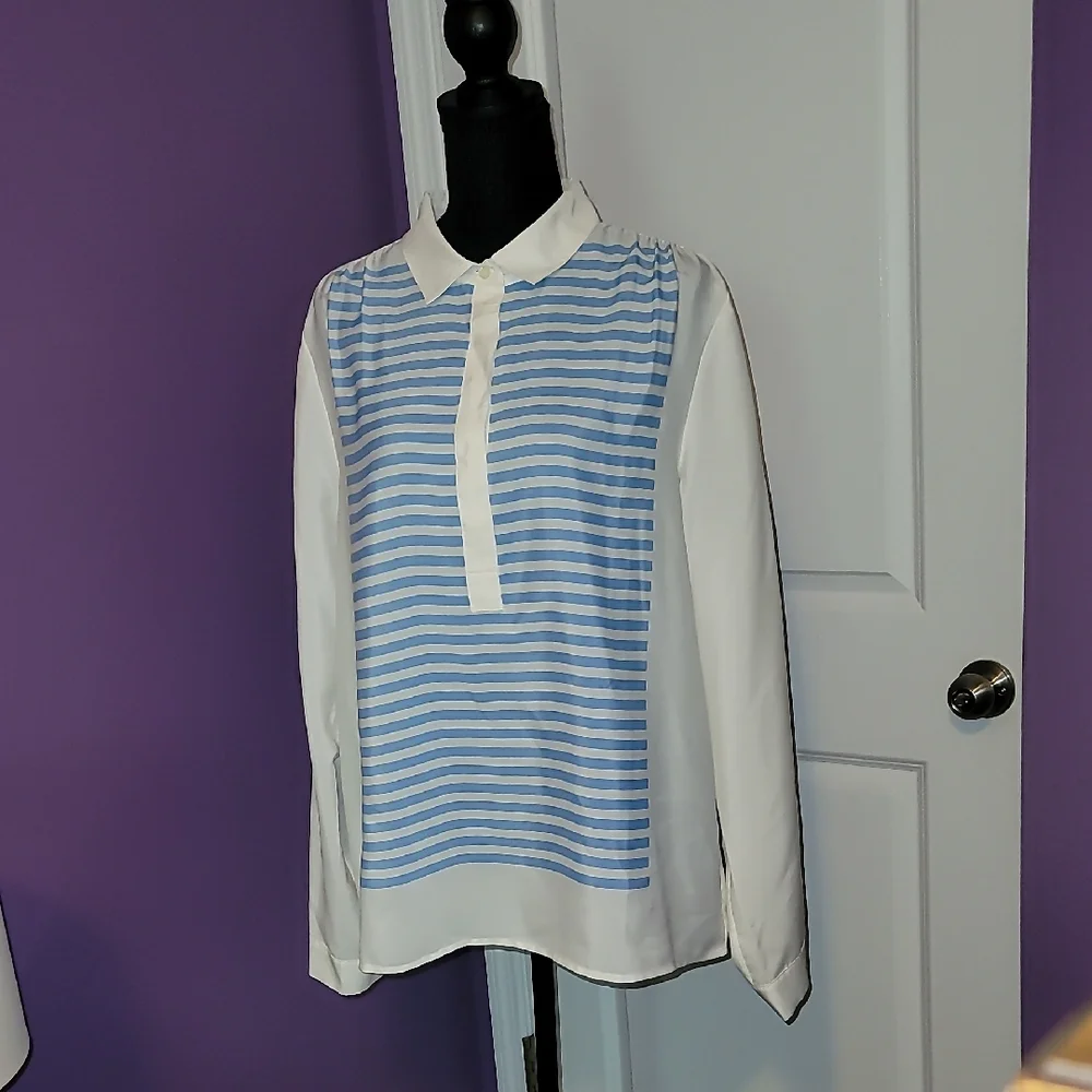 J. Crew Blue and White Striped Shirt Sz: XL